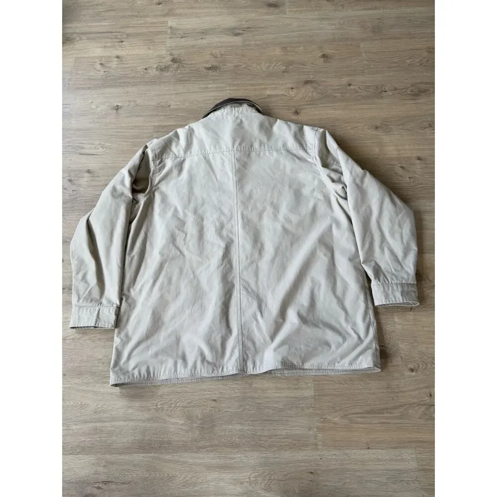 Harbor Bay Canvas Chore Coat/Jacket With Leather Collar Mens 3XLT Tall Beige